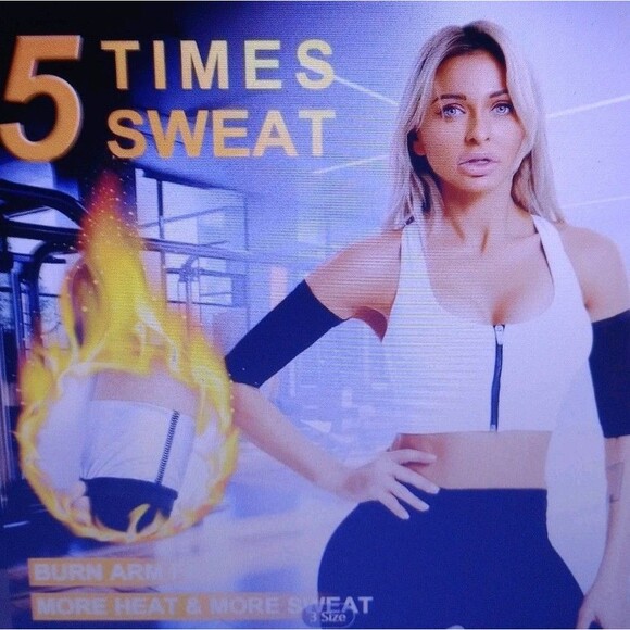 Women Arm Trimmers Sauna Sweat Arm Bands Arm Shaper Wraps Weight Loss 4XL Black - Picture 4 of 7